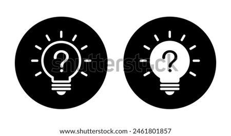 Question mark light bulb icon on black circle. Faq lamp concept