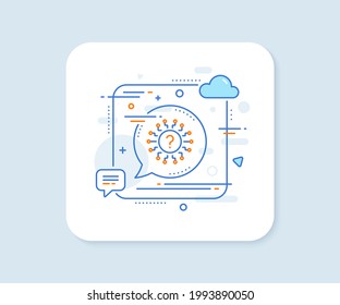 Icono de línea de marca de preguntas. Botón de vector cuadrado abstracto. Prueba de la burbuja de chat. Sistema Faq. Icono de línea de marca de preguntas. Concepto de burbuja de discursos. Vector