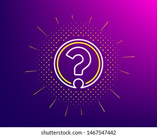 Question mark line icon. Halftone pattern. Support help sign. FAQ symbol. Gradient background. Question mark line icon. Yellow halftone pattern. Vector