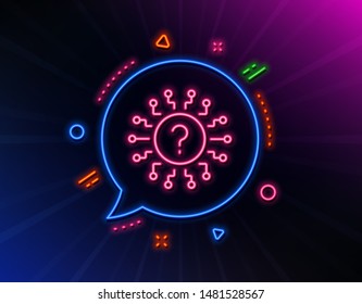 Question mark line icon. Neon laser lights. Quiz chat bubble sign. Faq system. Glow laser speech bubble. Neon lights chat bubble. Banner badge with question mark icon. Vector