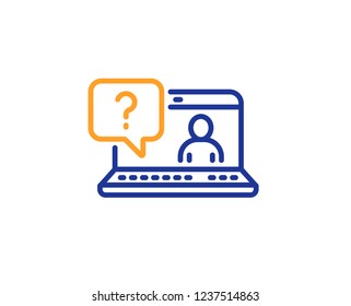 Question mark line icon. Online faq support sign. Colorful outline concept. Blue and orange thin line color Faq icon. Vector