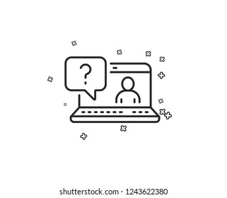 Question mark line icon. Online faq support sign. Geometric shapes. Random cross elements. Linear Faq icon design. Vector
