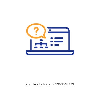 Question mark line icon. Online quiz test sign. Colorful outline concept. Blue and orange thin line color Online help icon. Vector