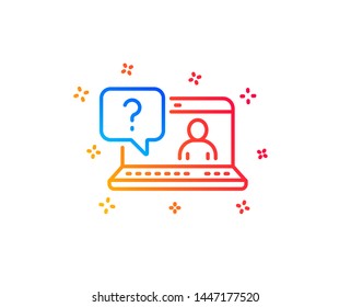 Question mark line icon. Online faq support sign. Gradient design elements. Linear faq icon. Random shapes. Vector