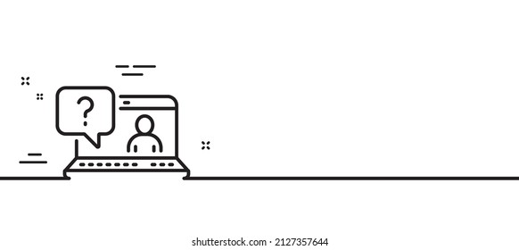 Fragezeichen-Zeilensymbol. Online-Faq-Support-Zeichen. Minimaler Hintergrund der Illustration. Faq Linie Symbol Muster Banner. White Web Template Konzept. Vektorgrafik