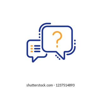 Question mark line icon. Quiz chat bubble sign. Colorful outline concept. Blue and orange thin line color Question mark icon. Vector