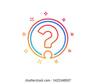 Question mark line icon. Support help sign. FAQ symbol. Gradient design elements. Linear question mark icon. Random shapes. Vector