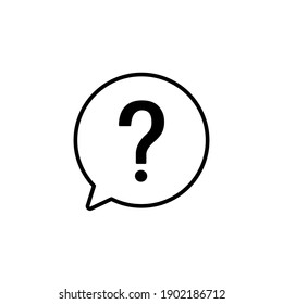 Question mark in line speech bubble. Help sign. Support linear concept. Message bubble symbol. Vector isolated on white. 