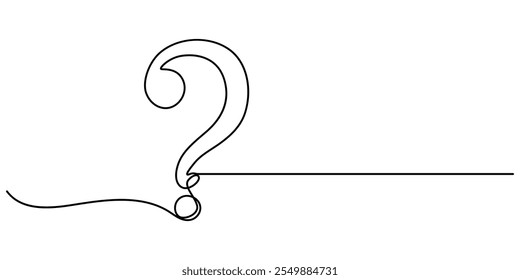  Question mark linear background. Continuous one line drawing of question mark. Vector illustration, Question mark one line drawing, Continuous linear drawing of question mark. One line drawing pro