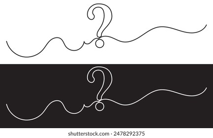 Question mark linear background. One continuous line drawing of question mark. Vector illustration. Question mark isolated on white and black background. vector. EPS 10