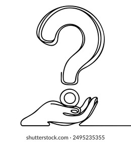 Question mark linear background. One continuous drawing of a question mark. Vector illustration