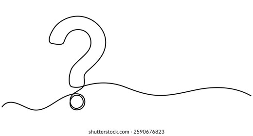  Question mark linear background. One continuous line drawing of question mark. Vector illustration. Question mark isolated, Question mark linear background.