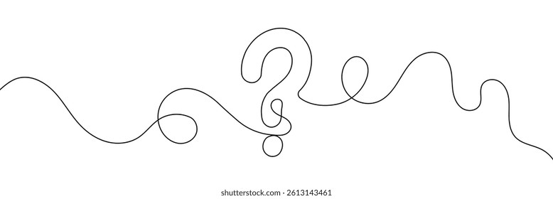 Question mark linear background. One continuous drawing of a question mark. Vector illustration 