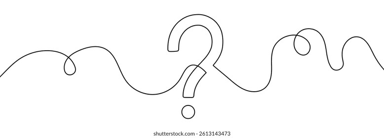 Question mark linear background. One continuous drawing of a question mark. Vector illustration 