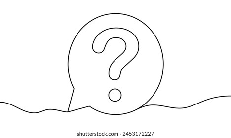 Question mark linear background. solid line drawing. one continuous line drawing.
