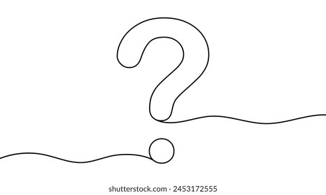 Question mark linear background. solid line drawing. one continuous line drawing.