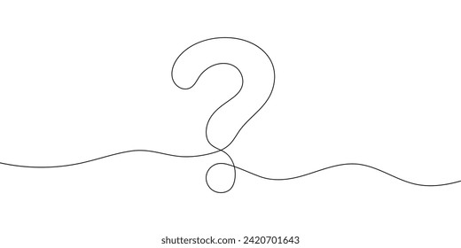 The question mark is linear. Drawn with one continuous line. Vector illustration