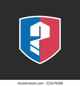 Question Mark Logo with Blue and Red Shield