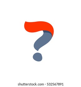 Question mark logo. Fast speed vector script type with red flag line.