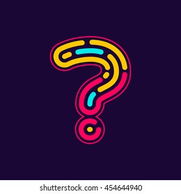 Question mark logo formed by neon line or fingerprint. Vector design for banner, presentation, web page, card, labels or posters.