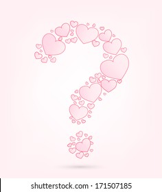 Question mark love hearts valentine illustration vector font