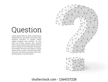 Cuestión marca el diseño de polos bajos. Pregunta, ayuda y concepto de problemas. Diseño poligonal moderno abstracto de signo de interrogación.Concepto de alambre vector de polígono.