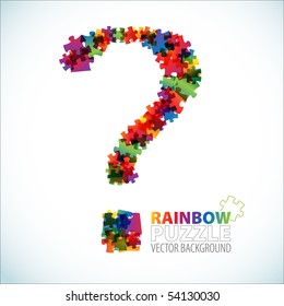 Question mark made from colorful puzzle pieces