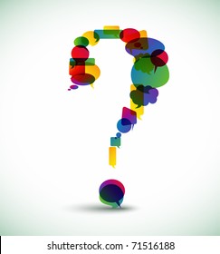 Question mark made from colorful speech bubbles