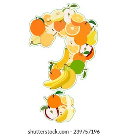 Question mark made of fruits. Vector illustration