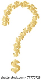 question mark made of golden dollar currency