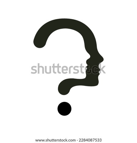 Question mark made from human faces. The question of self-determination and self-awareness. Psychological concept.