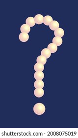 Marca de interrogación hecha de esferas de colores amarillo rosa pastel aisladas en un fondo azul oscuro. Ilustración vectorial con efecto 3D. Resolver el concepto de problema. Cartel de Creative Asking.  Volante de soluciones. ¿Por qué?