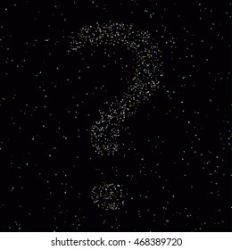 Question mark made of stars in the starry skies.