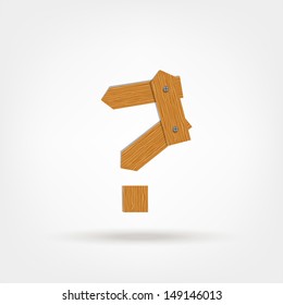 Question mark made from wooden boards for your design
