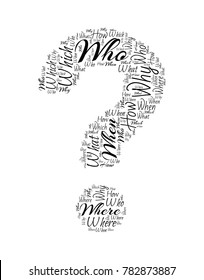 Question mark made of words what, why, when, where, who, which etc. Related tags vector illustration