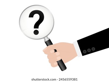 Question Mark with Magnifying Glass. Business Solution Concept. Vector Illustration. 