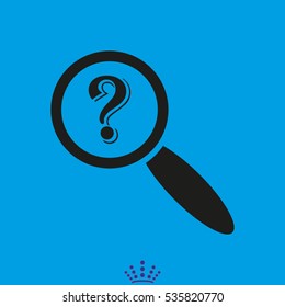 question mark, magnifying glass, icon, vector illustration EPS 10