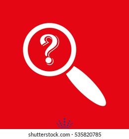question mark, magnifying glass, icon, vector illustration EPS 10