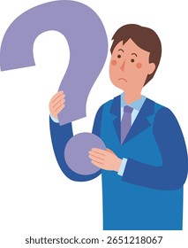 Signo de interrogación y trabajador de oficina masculino