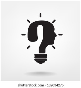 question mark man head symbol and light bulb shape , vector illustration  contains gradient mesh 