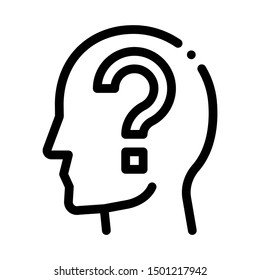 Question Mark In Man Silhouette Mind Vector Icon Thin Line. Contour Illustration