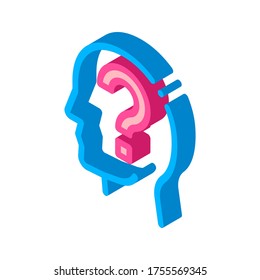 Question Mark In Man Silhouette Mind vector isometric sign. color isolated symbol illustration