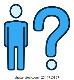 Question Mark and Man vector concept blue icon or sign 