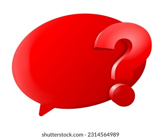 Question mark with message bubble icon - design element for questionnaire or F.A.Q in 3D glossy style
