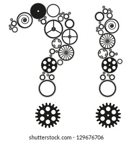 question mark with metal gears
