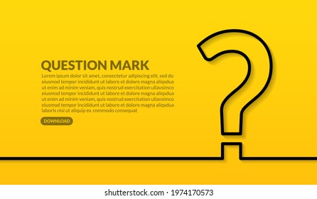 Question mark minimal line design on yellow background, Concept of help and support