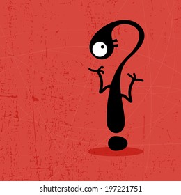 question mark Monster on grunge background. vector illustration