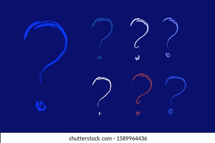 Question mark in nature or brush question tag. Questions mark in nature background with dominant blue colour. Colourful cardboard question tag theme.