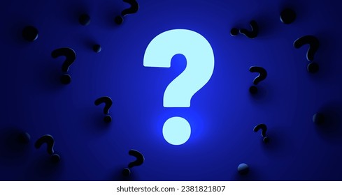 Question mark neon light dark banner. Vector illustration