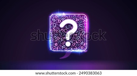 Question Mark Neon Sign on a Dark Background in Modern Style. Vector clip art for your linguistic projects.